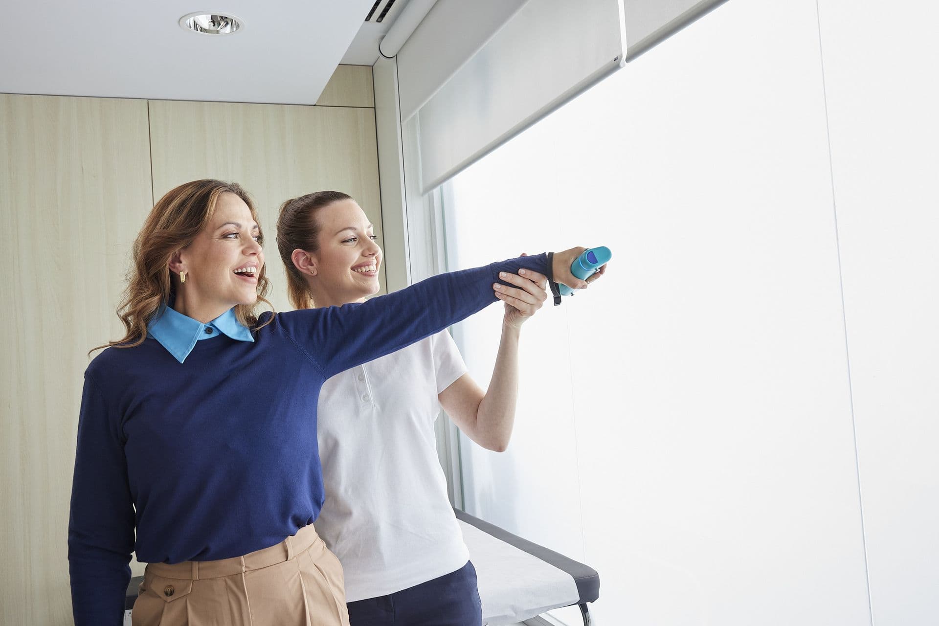 Patient celebrating a successful therapy milestone